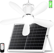 21  Solar Ceiling Fan Light, 30W Solar Powered Portable Gazebo Fan with Remote,