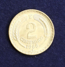 1968 Chile 2 Centesimos Aluminum-Bronze Coin KM 193