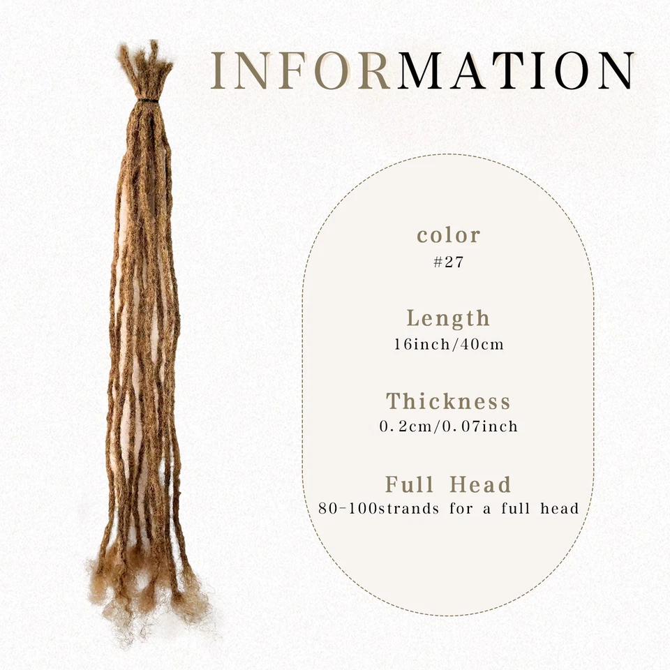 Rastas delgadas 8-24" 0,2 cm rastas cabello humano extensiones hermanas locs rastas afro Foto 2 de 4