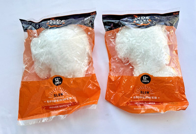 Lot of 2 Hyde And Eek! Halloween 12ft Stretch GLOW IN THE DARK Spider Web