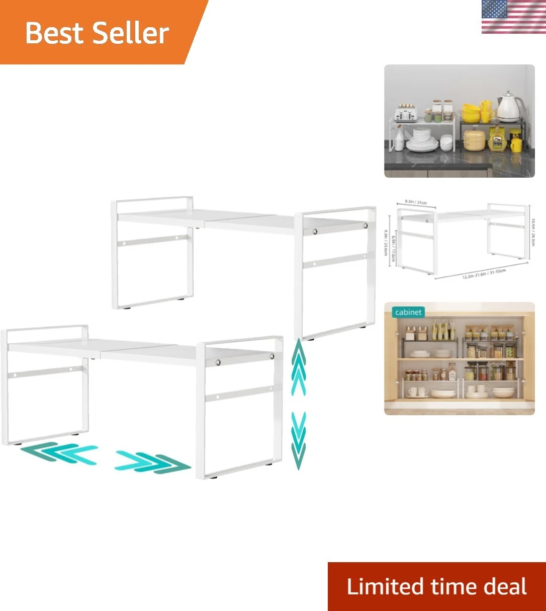 Expandable Cabinet Shelf Organizer Riser for Kitchen Pantry Cupboard Under Si...
Opens in a new wind