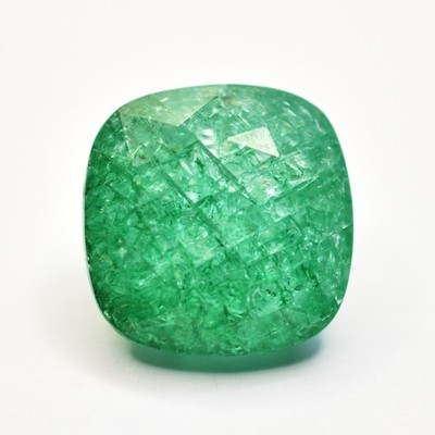 AAA+ Natural Emerald GREEN Loose Gemstone 32.45 Ct Certified CUSHION Cut