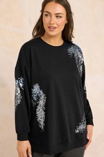 Evans Curve Women's Plus Size Sequin Embellished Sweatshirt