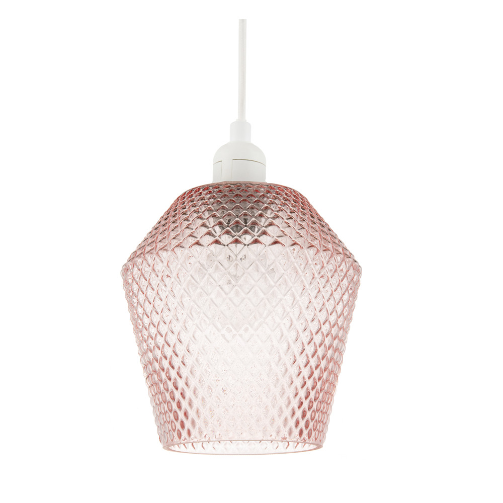 Modern and Compact Diamond Design Soft Pink Glass Pendant Shade by Happy Home...