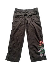 Johnny Was Embroidered Pants Women  s Size Large Brown Cotton Blend Boho Artsy