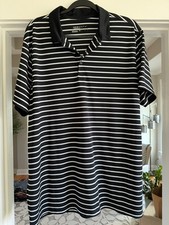 Men s Nike Dri-Fit Standard Fit Golf Polo Shirt Size XL Striped Black White