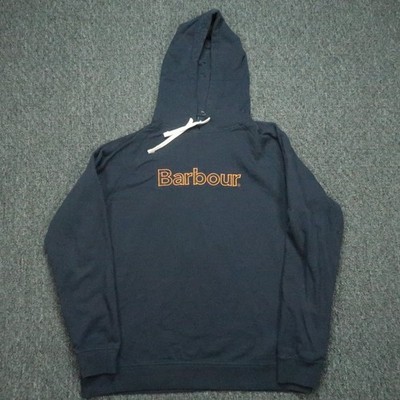 Barbour Hoodie Mens Extra Large Navy Blue Hooded Preppy Jumper Sweatshirt XL