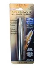 1 LOREAL VOLUMINOUS MILLION LASHES MASCARA 630 BLACKEST BLACK WATERPROOF SEALED