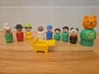 Vintage Fisher Price Little People Lot Of 9 Figures Toy Chair Jumbo Western