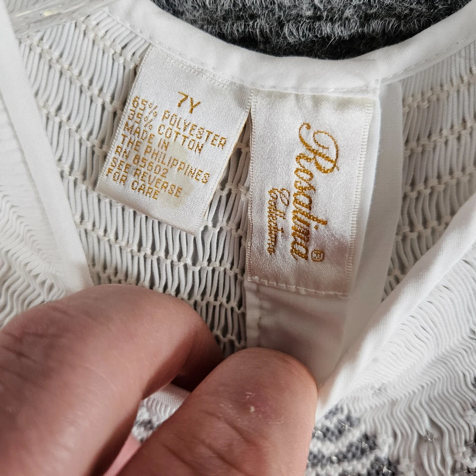 Vestido de Obispo Blanco Árbol de Navidad Calado Colección Rosalina Niñas Talla 7y Foto 4 de 4