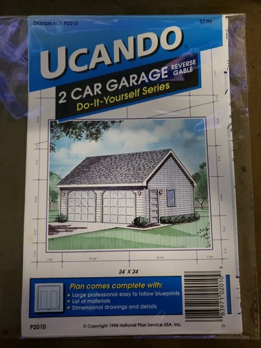 UCANDO P2010 2 car Garage Plans Rebagged With Material List NOS