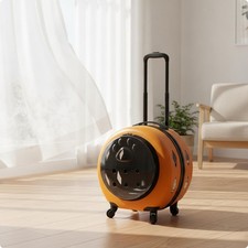 Rolling Pet Carrier Hard-Shell Pet Carrier with Wheels Transparent for Travel