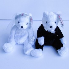 Ty Bride  Groom Marriage Wedding Couple Mr. Mrs. Plush Beanie Babies Set 2 NWMT