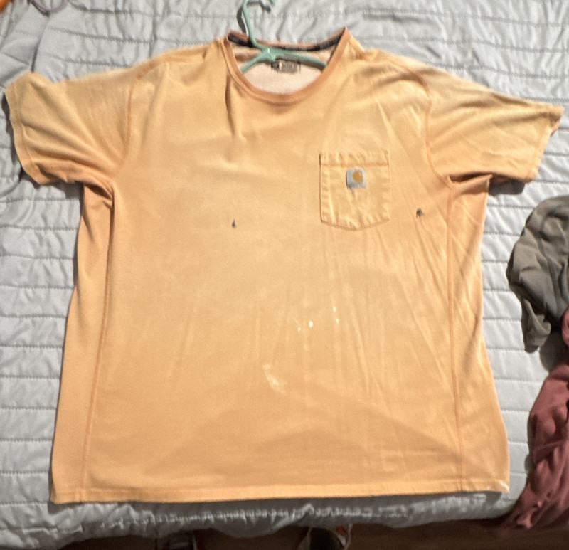Carhartt Force Relaxed Fit Tan Pocket Logo Crew Neck Cotton T-Shirt Men's 2XL