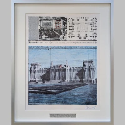 Christo Wrapped Reichstag handsigniert mit Originalstoff und Museumsglas gerahmt - Bild 1 von 4