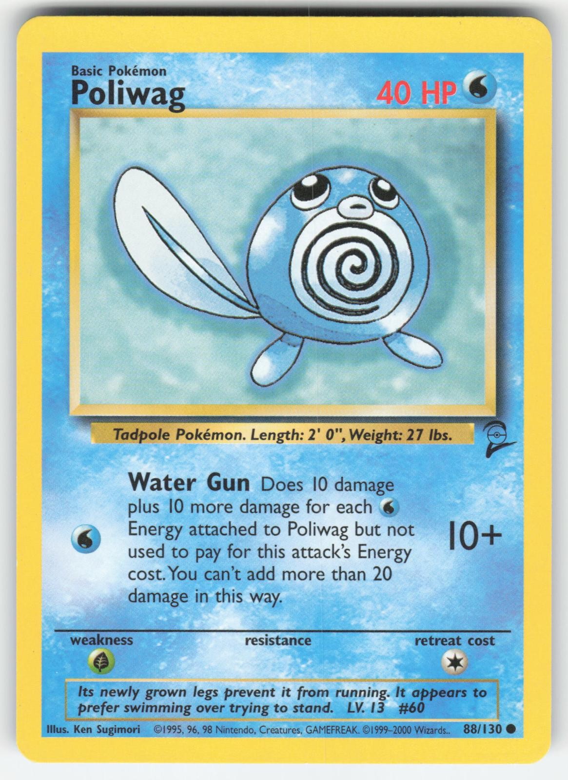 Poliwag 88/130 Common Base Set 2 Pokemon Moderately Played