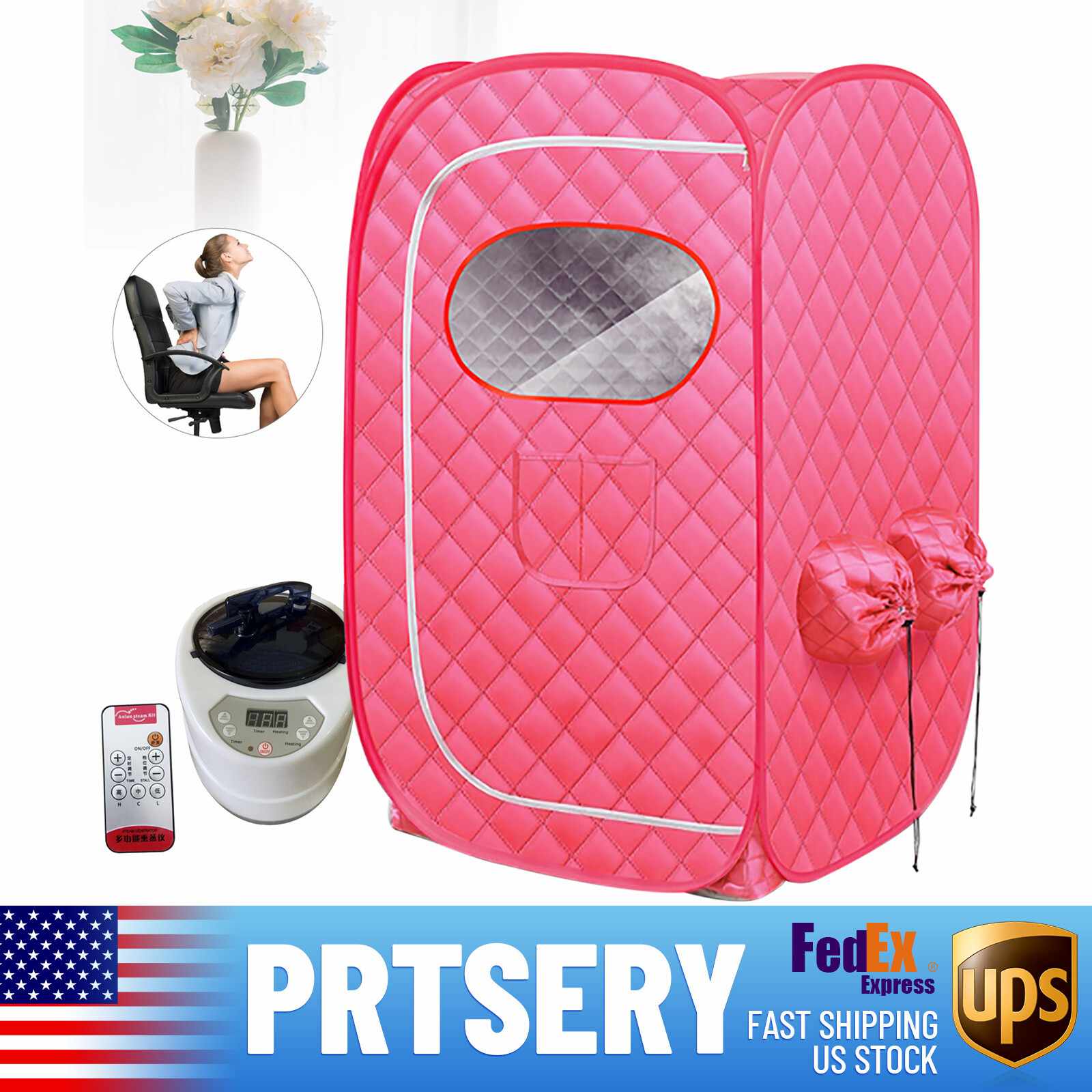2L Portable Steam Sauna Tent Spa Loss Weight Full Body Detox Therapy W/ Remote