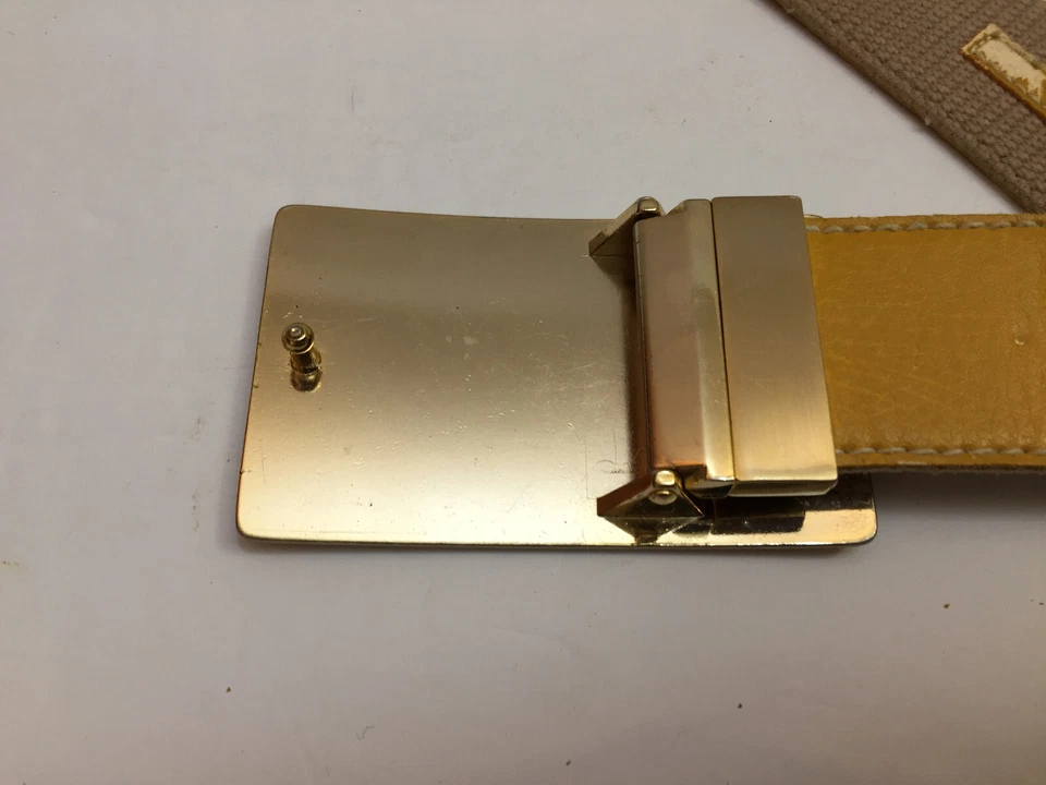 Michael Kors 橙色黄色棕褐色带金色标志金属扣带波西米亚 S/M 女式复古 — 第 3/4 张图片