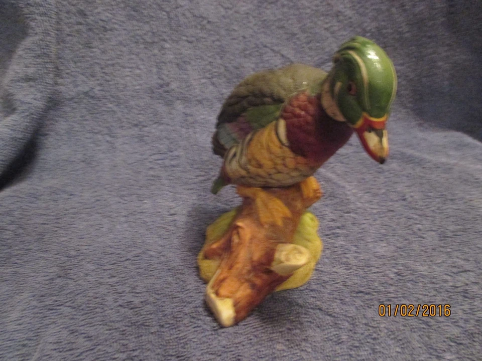 FIGURA DE PATO DE MADERA LEFTON KW908 DE COLECCIÓN con ETIQUETA DE LÁMINA ¡Bastante bonita! Foto 3 de 4