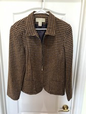 Norton Houndstooth Blazer Zipper Front - Size 14