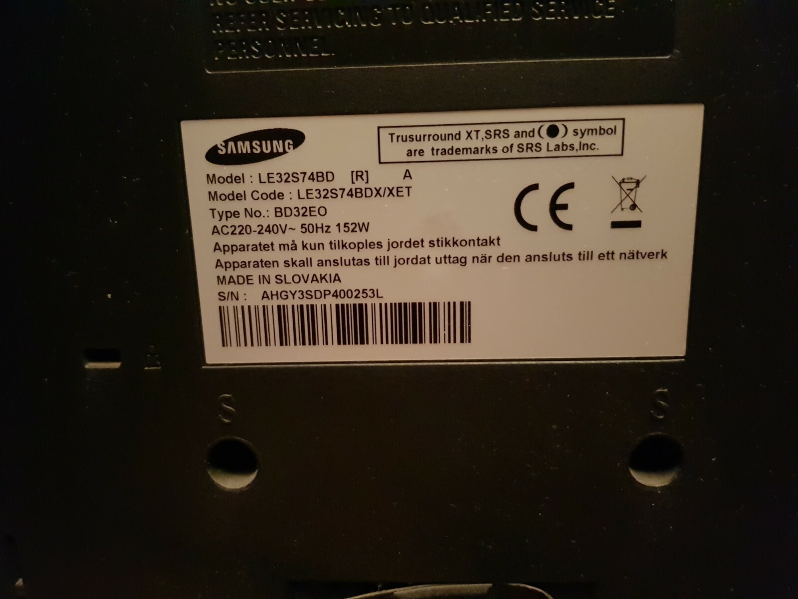 Televisore Samsung LE32S74BD usato,funzionante, hd ready (serve decoder per Rai)