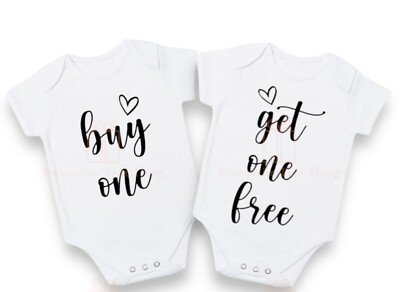 Buy One Get One Free Bogof heart baby twin pregnancy announcement bodysuit