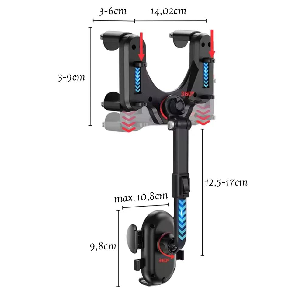 Handyhalterung Rückspiegel Universal KFZ halter 360° drehbar Smartphone Handy - Bild 4 von 4
