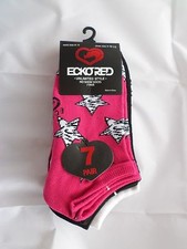 7 Pair Ecko Red No Show Socks Stars Black Red White Zebra Stripe 4-10 1/2