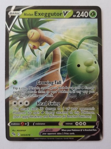 Pokemon Go Alolan Exeggutor V Full Art Holo Card (2022) 005/078 - 第 1/1 張圖片