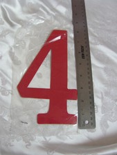 NOS BMX Racing Plate Vinyl Decal Sticker Number 4 FOUR Vintage 8" Red