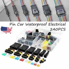 240PCS 1-6 Pin Way Car Waterproof Male Female Electrical Wire Connector Plug Kit