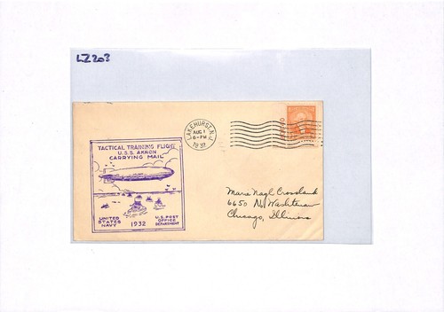 USA AIRSHIP *USS AKRON* Air Mail Cover 1932 TACTICAL TRAINING FLIGHT LZ203 - Picture 7 of 10