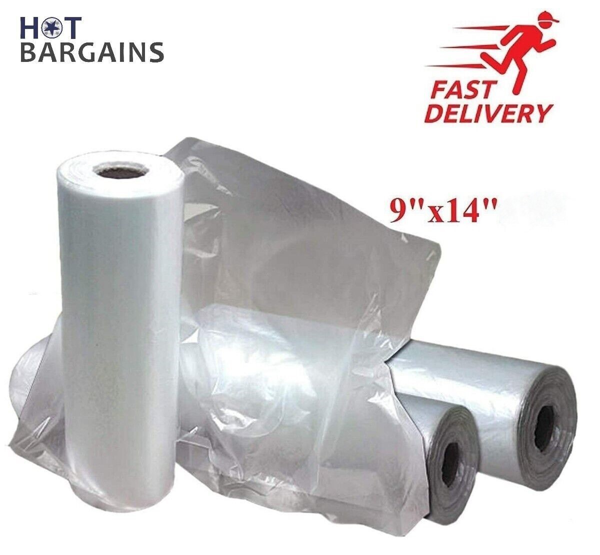 "Bolsas con rodillos de frutas y verduras para ir de compras 500 bolsas de polietileno talla 9"" X 14"""