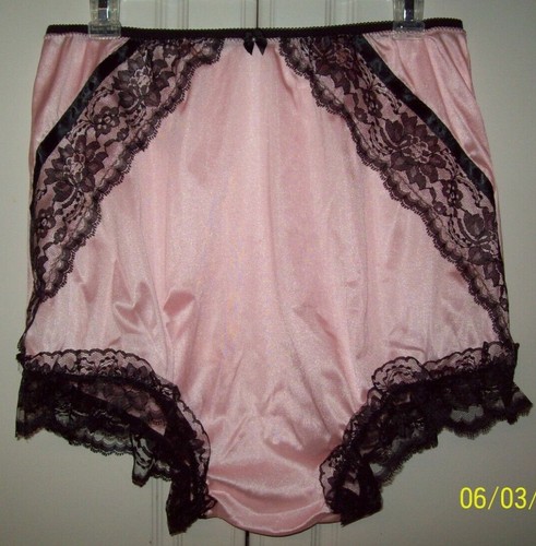 PINK & BLACK Nylon Tricot Bloomer SISSY PANTIES - Men Women 30-44 Waistband - Picture 3 of 3