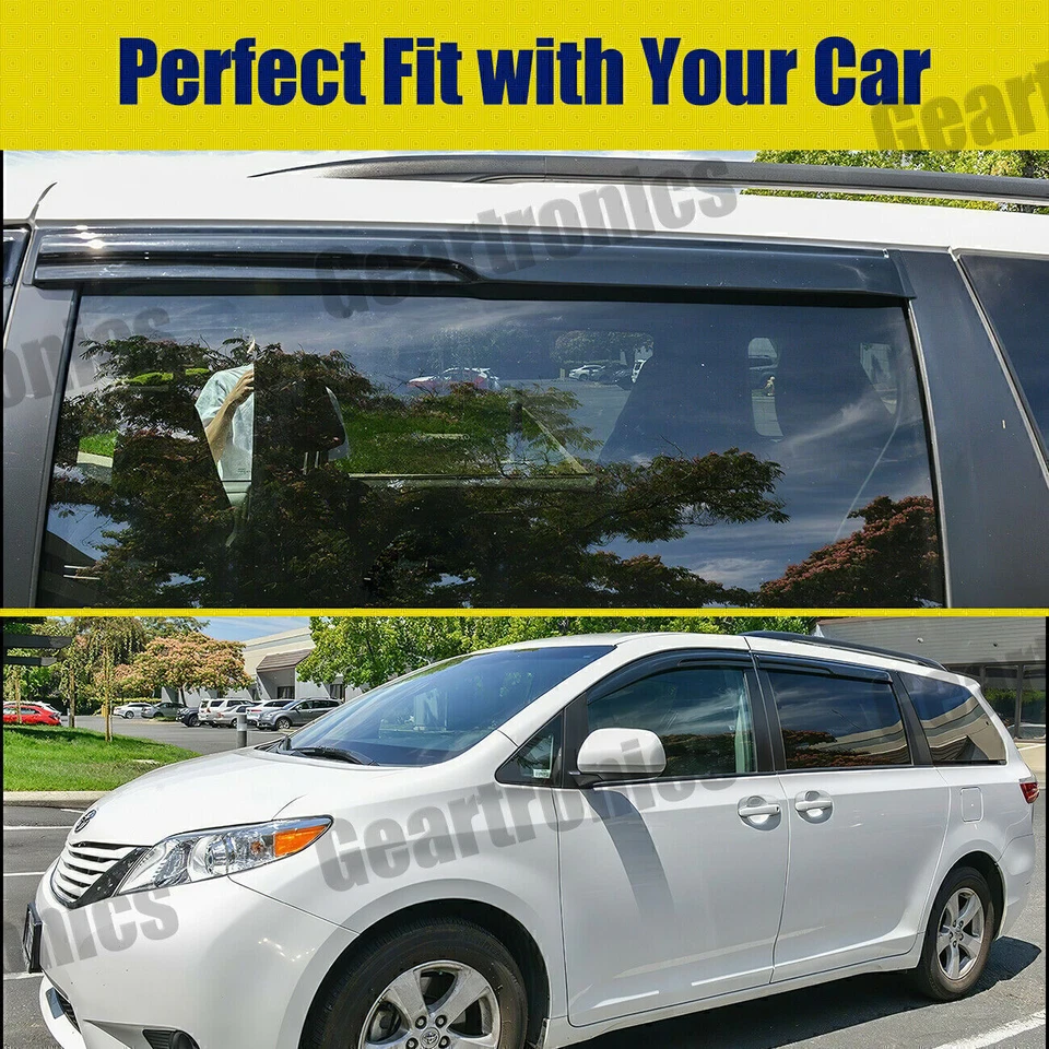 Para Toyota Sienna 2004-2009 Cinta-On Ventana Visera Ventilación Sol Lluvia Protectores Deflectores Foto 2 de 4