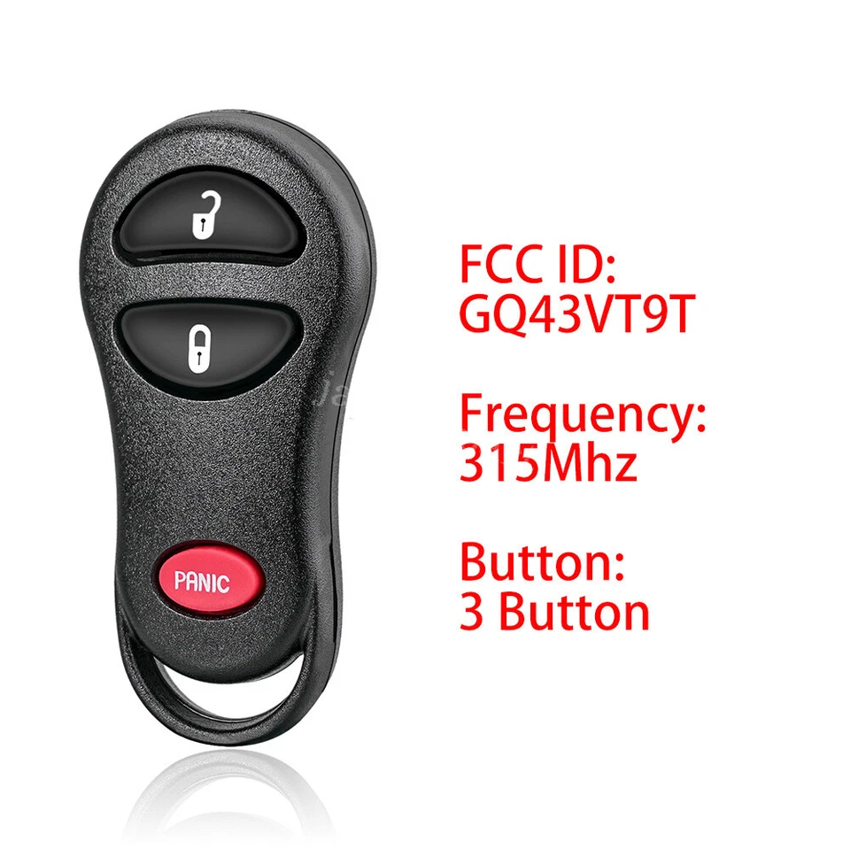 2 Reemplazos para Dodge 1999-2002 Ram 1500 2500 3500 Mando a Distancia Coche Llavero Van Foto 2 de 4