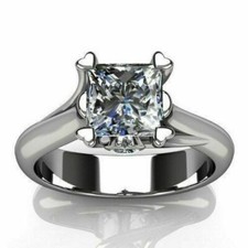 Princess Cut 3.20 Ct Lab-Created White Diamond Wedding Ring 925 Sterling Silver