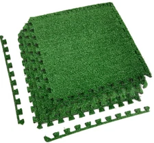 Sorbus Grass Mat Interlocking Tiles - Soft Artificial Deck Carpet Turf Flooring
