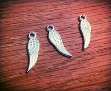 20 Angel Wing Charms Shiny Silver Miniature Jewelry Making Findings 17mm