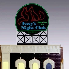 FOXY NIGHT CLUB ANIMATED NEON SIGN FOR HO SCALE-LIGHTS, FLASHES & MORE-FUN TIME!