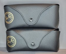 Ray-Ban Sunglasses Case x2 Black Faux Leather Semi Soft  Cleaning Cloth ONLY