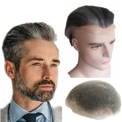 N.L.W Toupee for mens human hair pieces gray base 10x8''