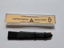 JB Champion Vintage NOS Unused Black Lizard Leather Watch Band Gold 3/4 19mm