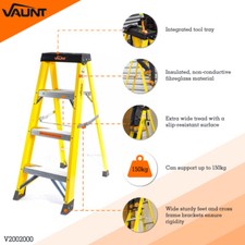 Image of Vaunt V2002000 4 Tread Fibreglass Step Ladder - 1.11m