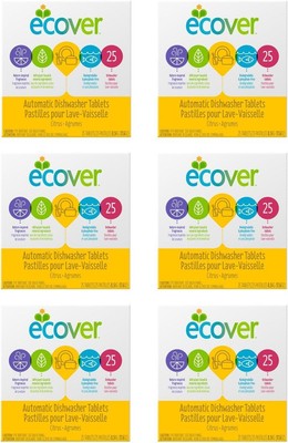 Ecover Automatic Dishwasher Soap Tablets, Citrus, 25 Count (Pack of 6) -