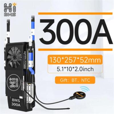 4S/16S 12V/48V 250A-300A LiFePo4 BMS Common Port w/Balance +Bluetooth Module+NTC
