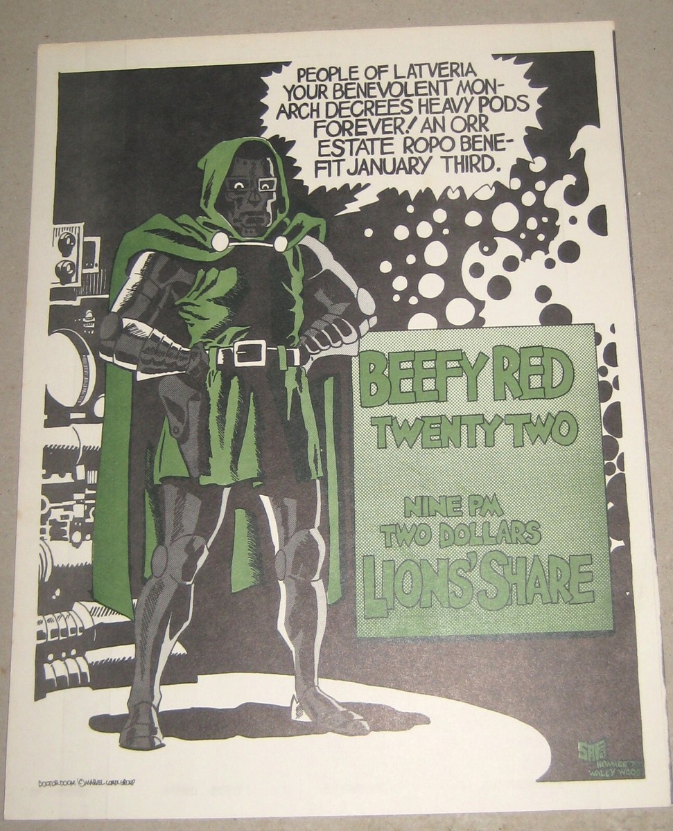 Doctor Doom Wally Wood Concert Poster 1970 Vintage Marvelmania Pop