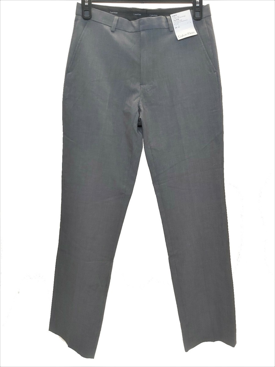 $79 Calvin Klein Straight Fit Solid Stretch Dress Pants Gray, 29Wx32L