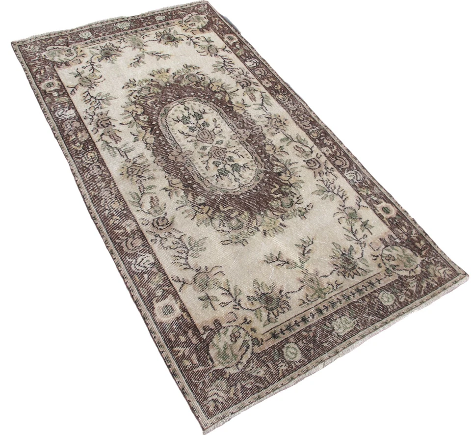 Handmade Vintage Rug, Anatolian Nomadic Carpet Rug, Floral Rug, 3.6 x 6.6 ft - Image 2 of 4