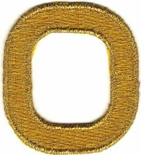 1 toppa ricamo blocco monogramma metallizzato oro 7/8" lettera O